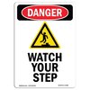 Signmission OSHA Sign, Watch Your Step, 5in X 3.5in, 10PK, 3.5" W, 5" H, Portrait, PK10, OS-DS-D-35-V-2086-10PK OS-DS-D-35-V-2086-10PK